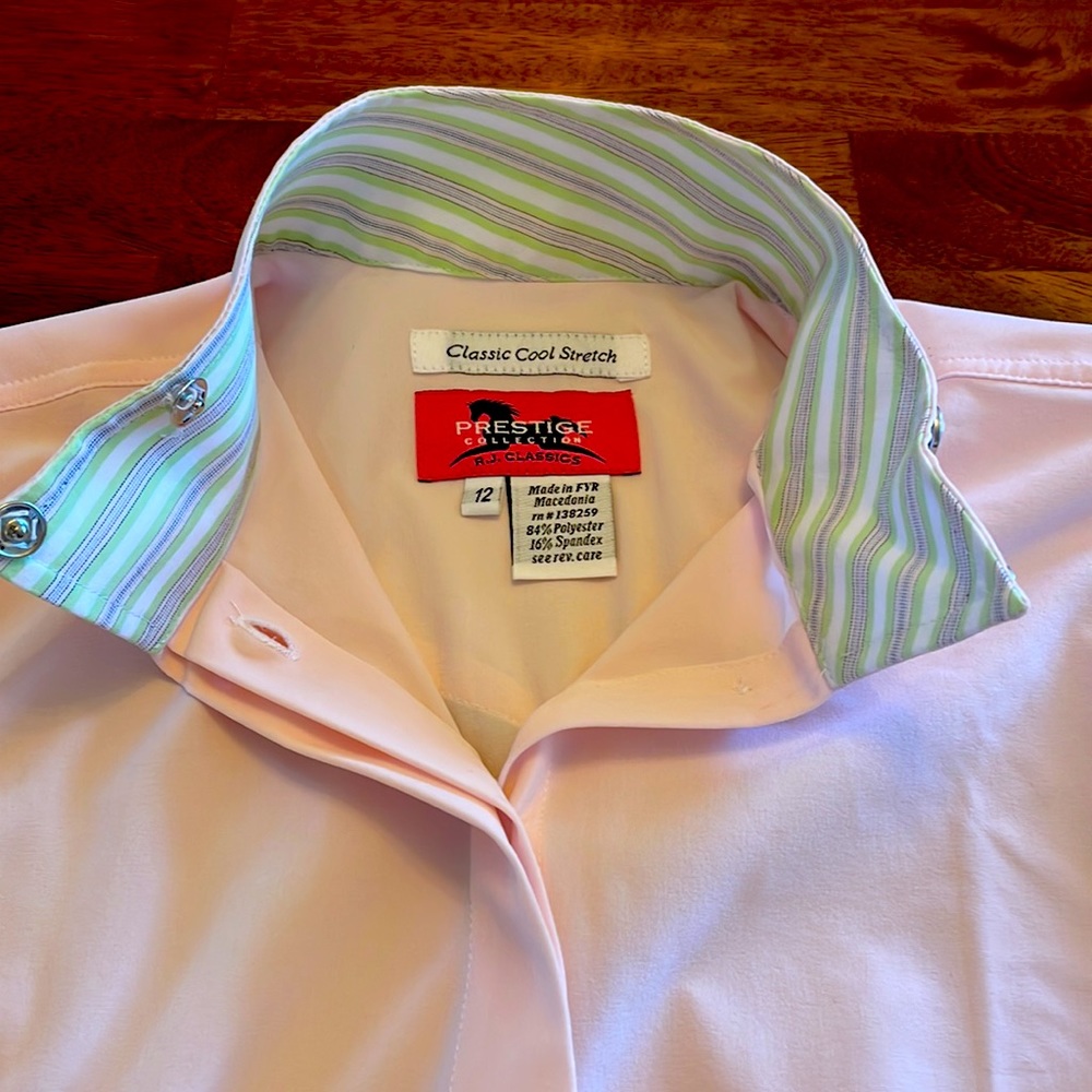 Girls RJ Classics equestrian show shirt - baby pink size 12